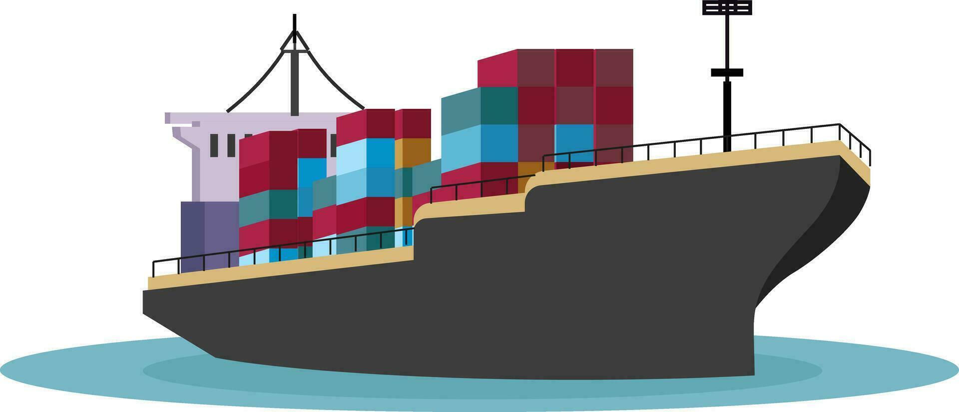 Container Cargo ship in ocean, Freight Transport vector