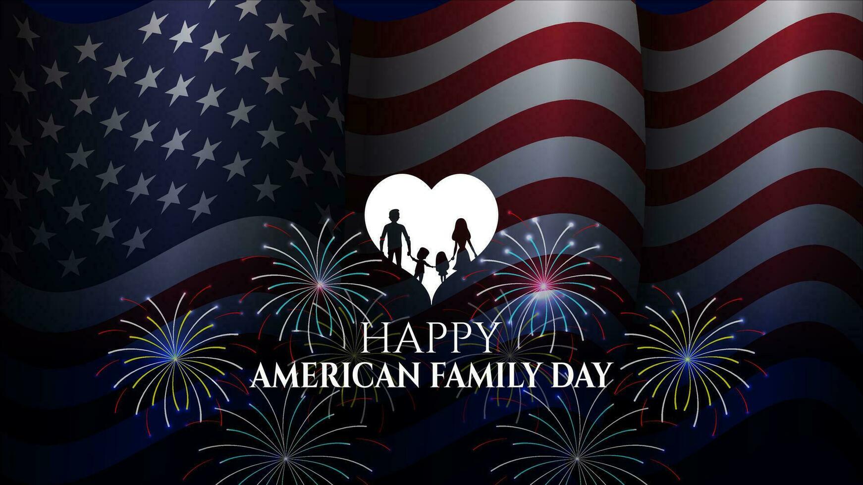 happy american family day background design with realistic american flag vector illustration