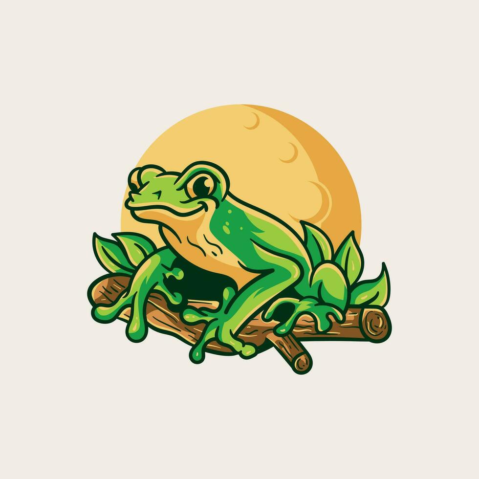 Adventure frog mascot logo design vector illustration.