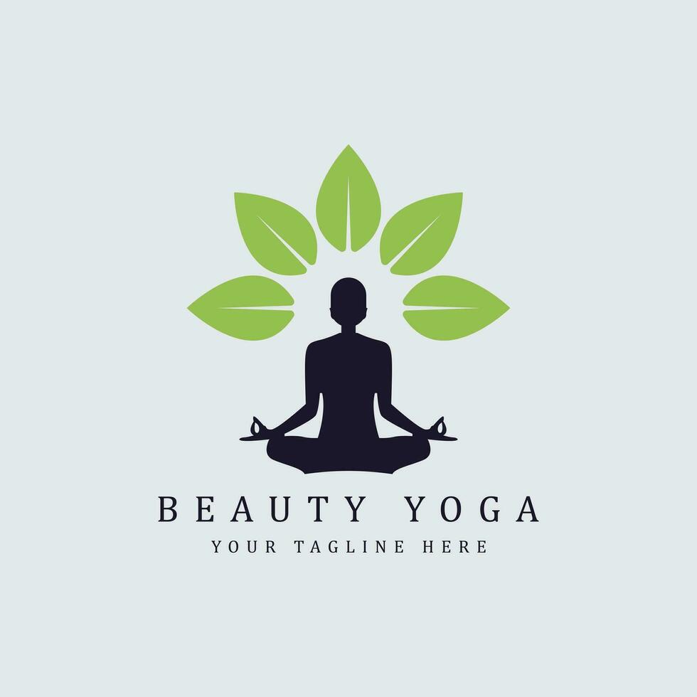 beauty yoga meditation logo template vector