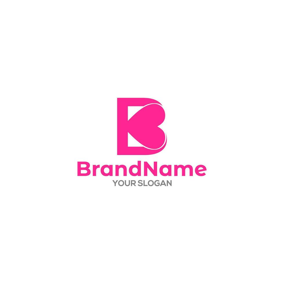 B Love Logo Design Vector