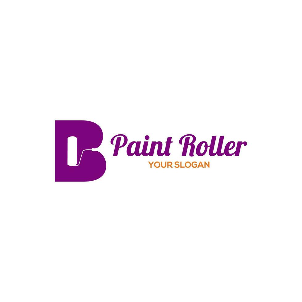 B Paint Roller Logo Design Vector