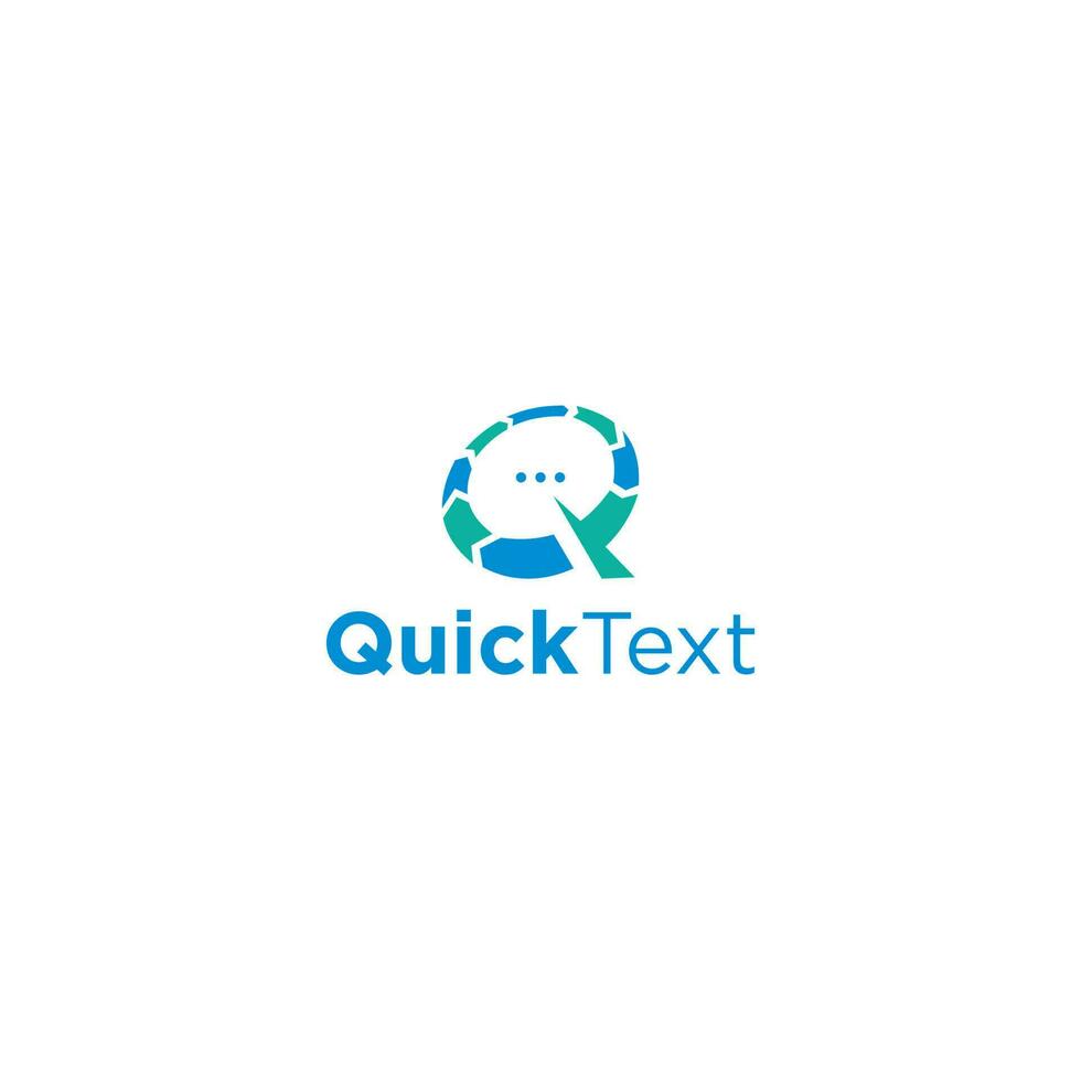 Q QuickText Chat Logo Design Vector