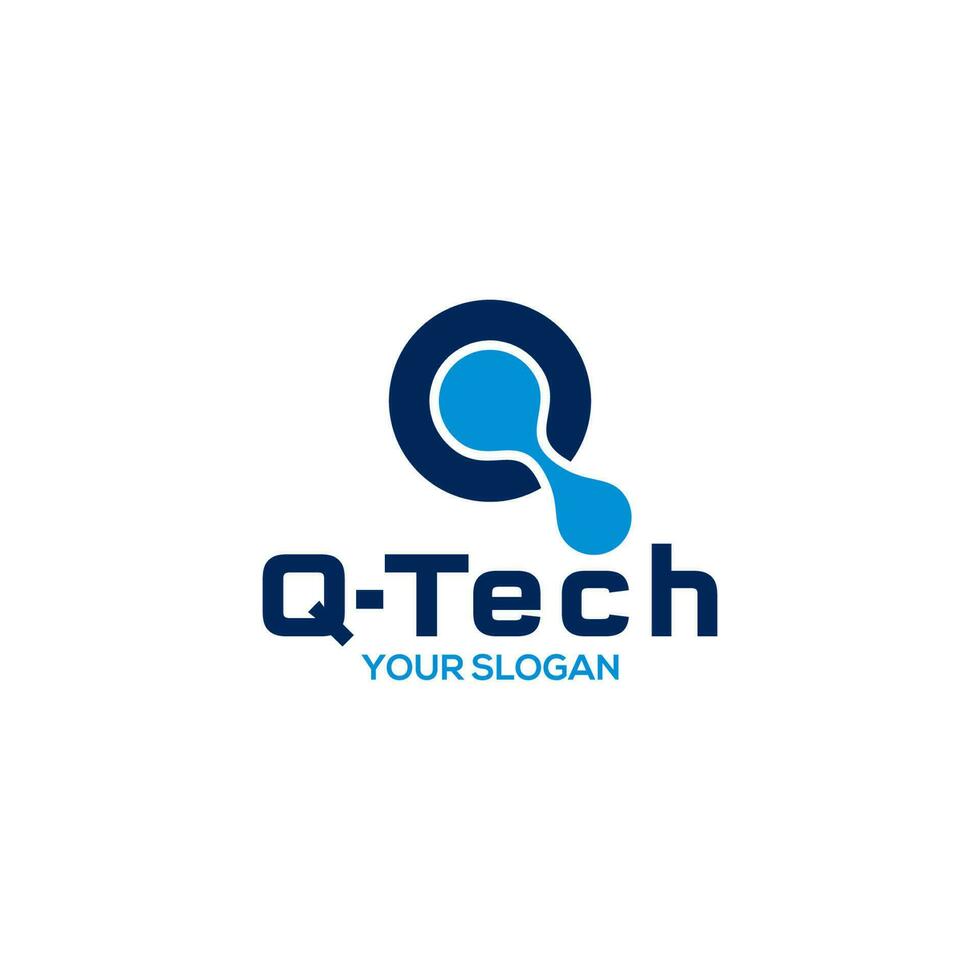 q tecnología logo diseño vector