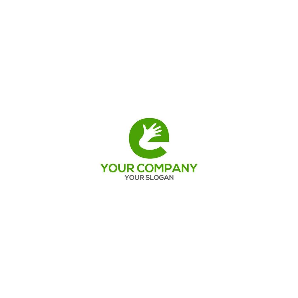 e Hand Logo Design Vector