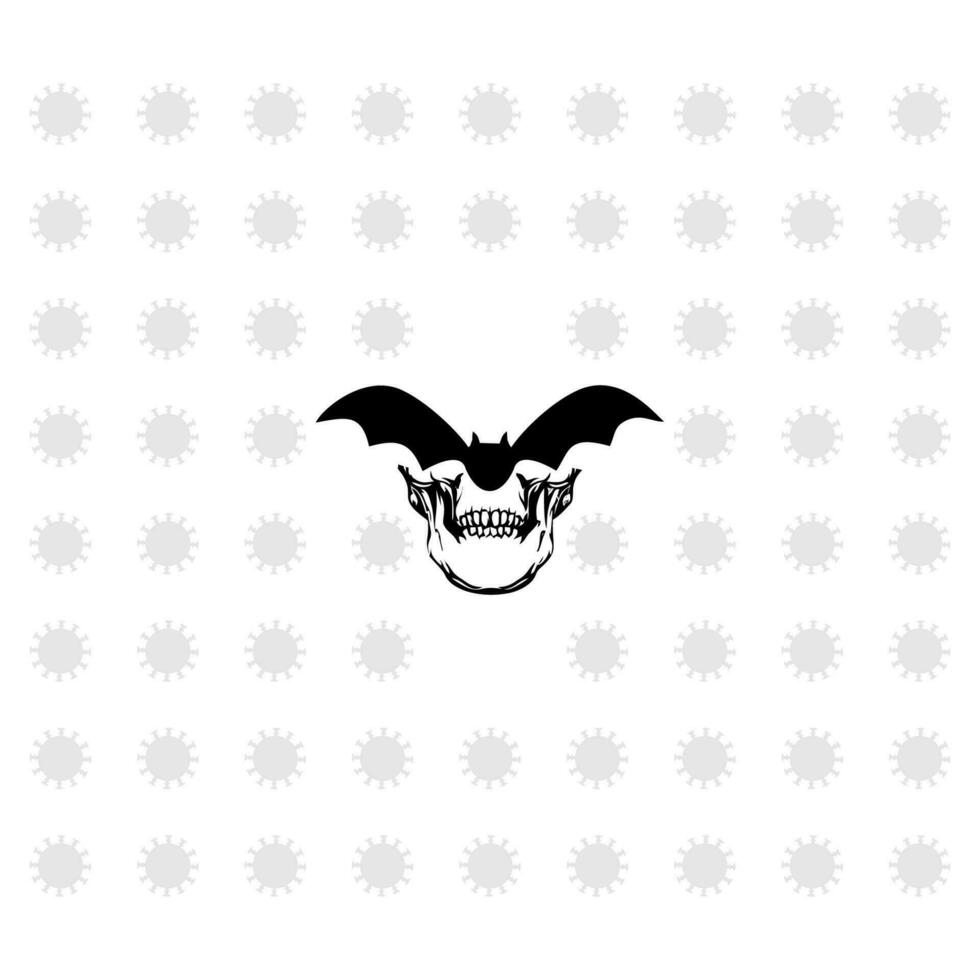 bat and a half skull head vector illustration