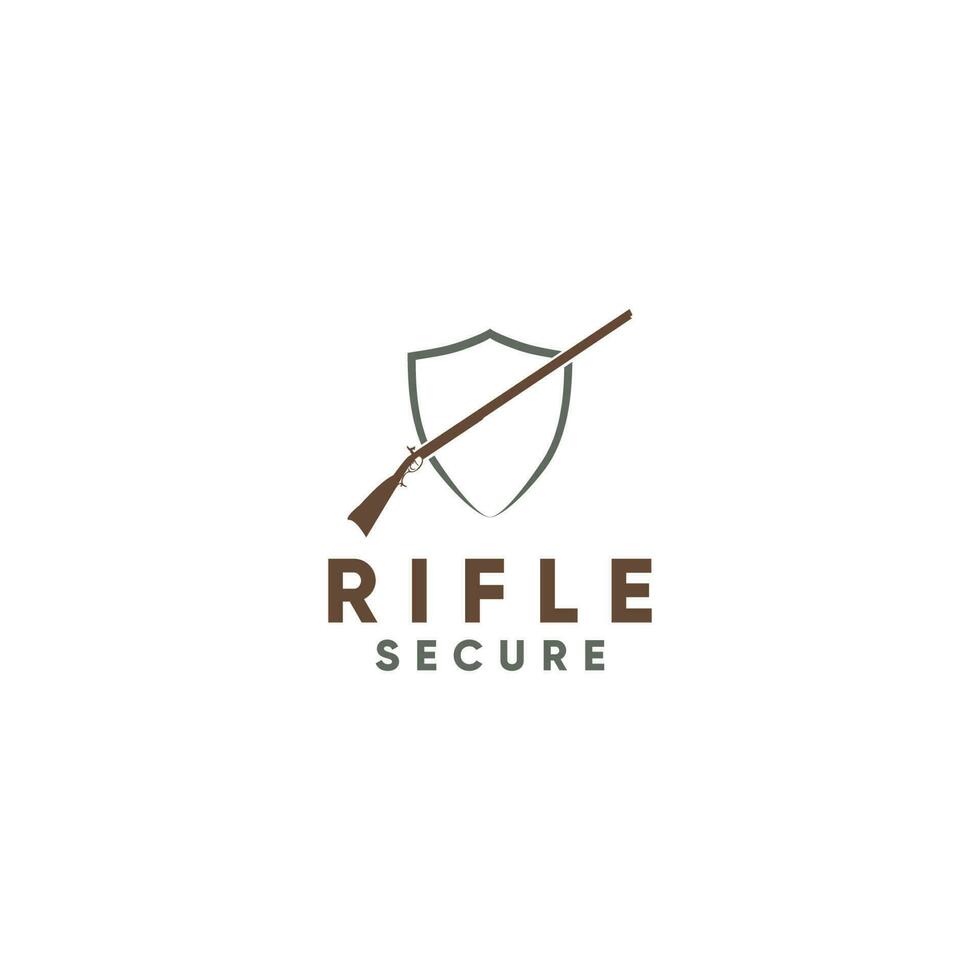 Rifle Secure Logo Design Vector