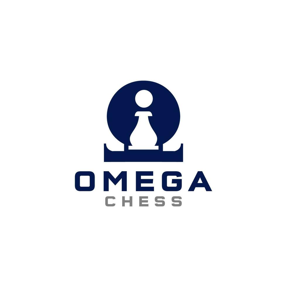 Omega Chess Logo Design Vector