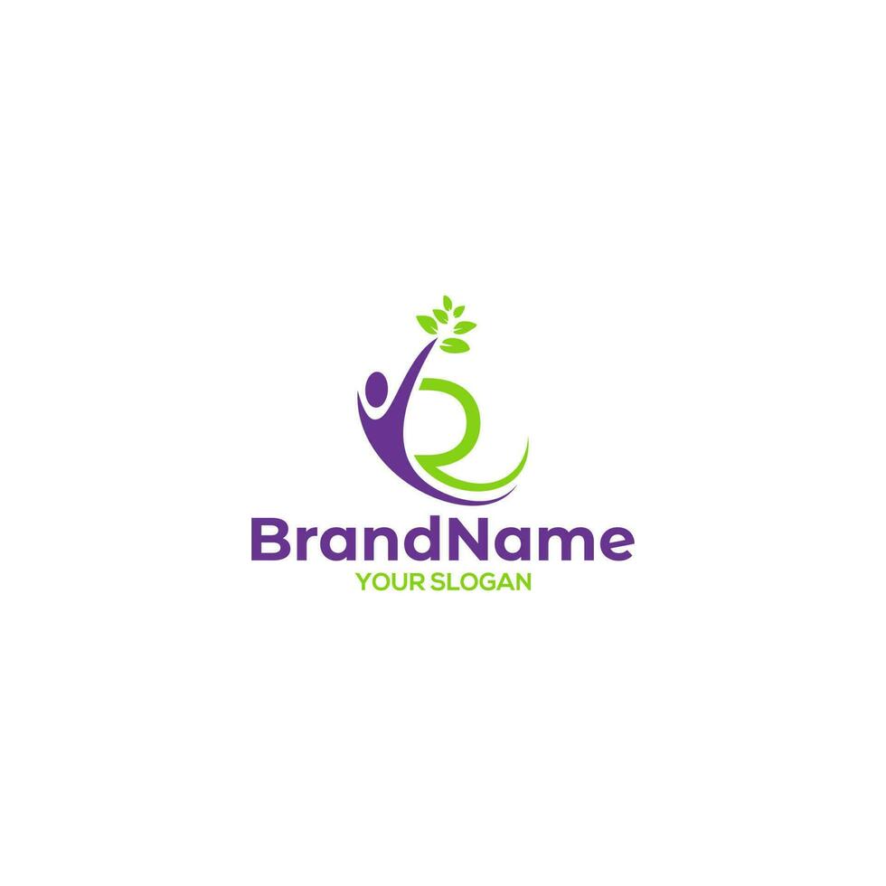 R Wellness Logo Design Vector