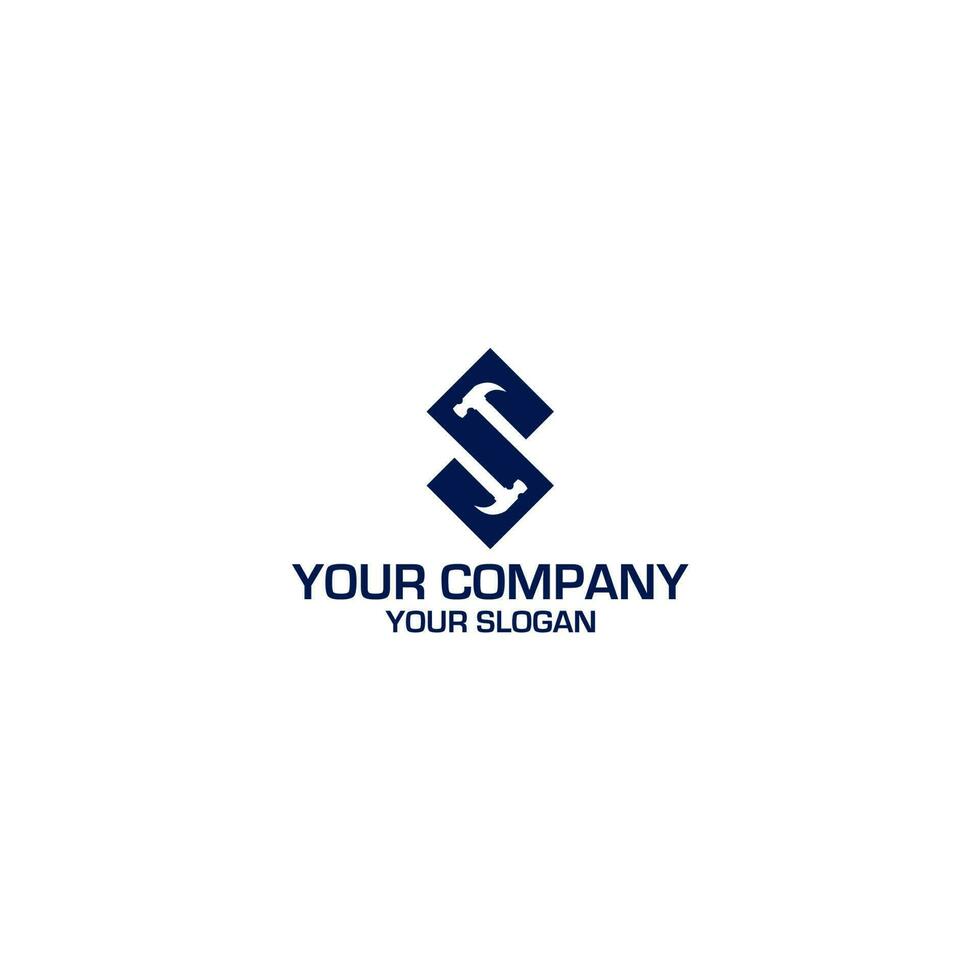 S Hammer Construction Logo Design Vecto vector