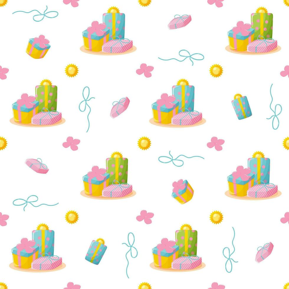 Seamless pattern with gifts. Festive background. vector