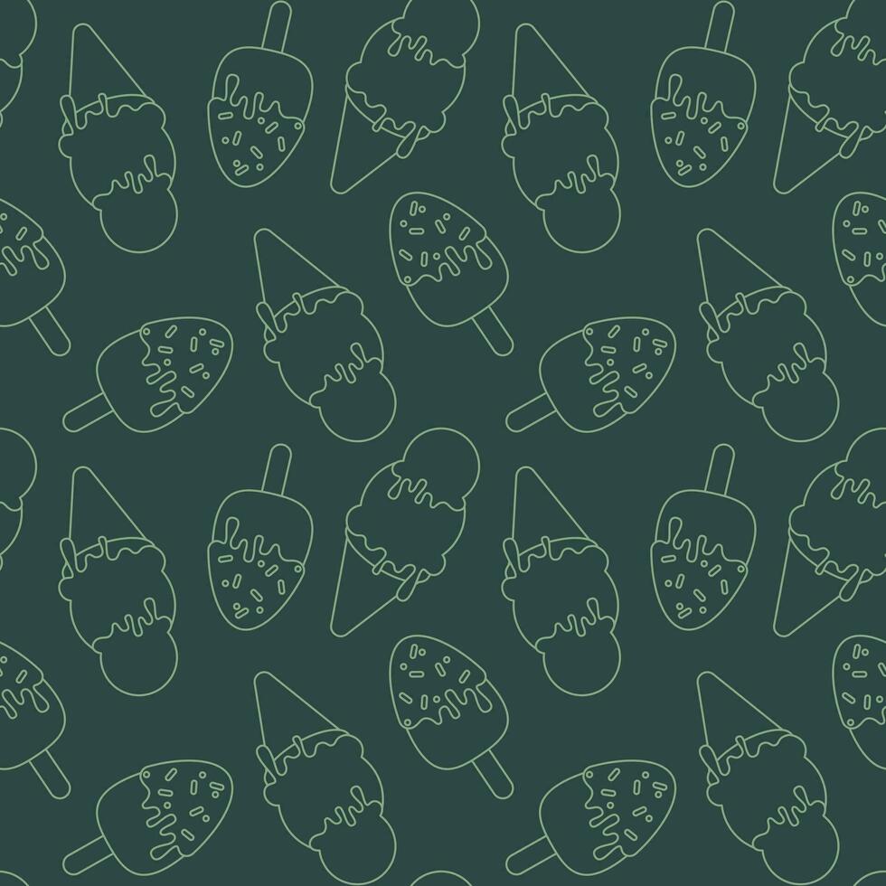 Monochrome Ice Cream Pattern. Vector Seamless Design. Stylish and versatile vector seamless pattern featuring an image of ice cream in monochrome colors for wrapping paper and various projects.