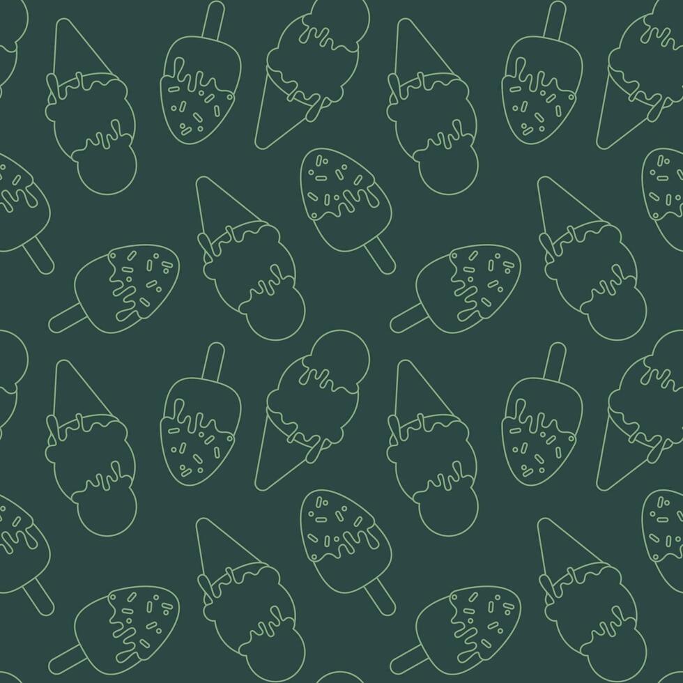 Monochrome Ice Cream Pattern. Vector Seamless Design. Stylish and versatile vector seamless pattern featuring an image of ice cream in monochrome colors for wrapping paper and various projects.