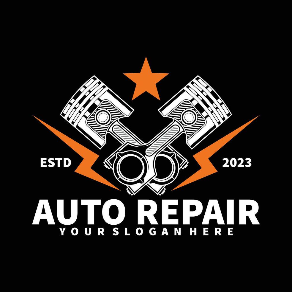 coche logo, cochera, servicio, partes. auto partes auto reparar logo ilustración vector