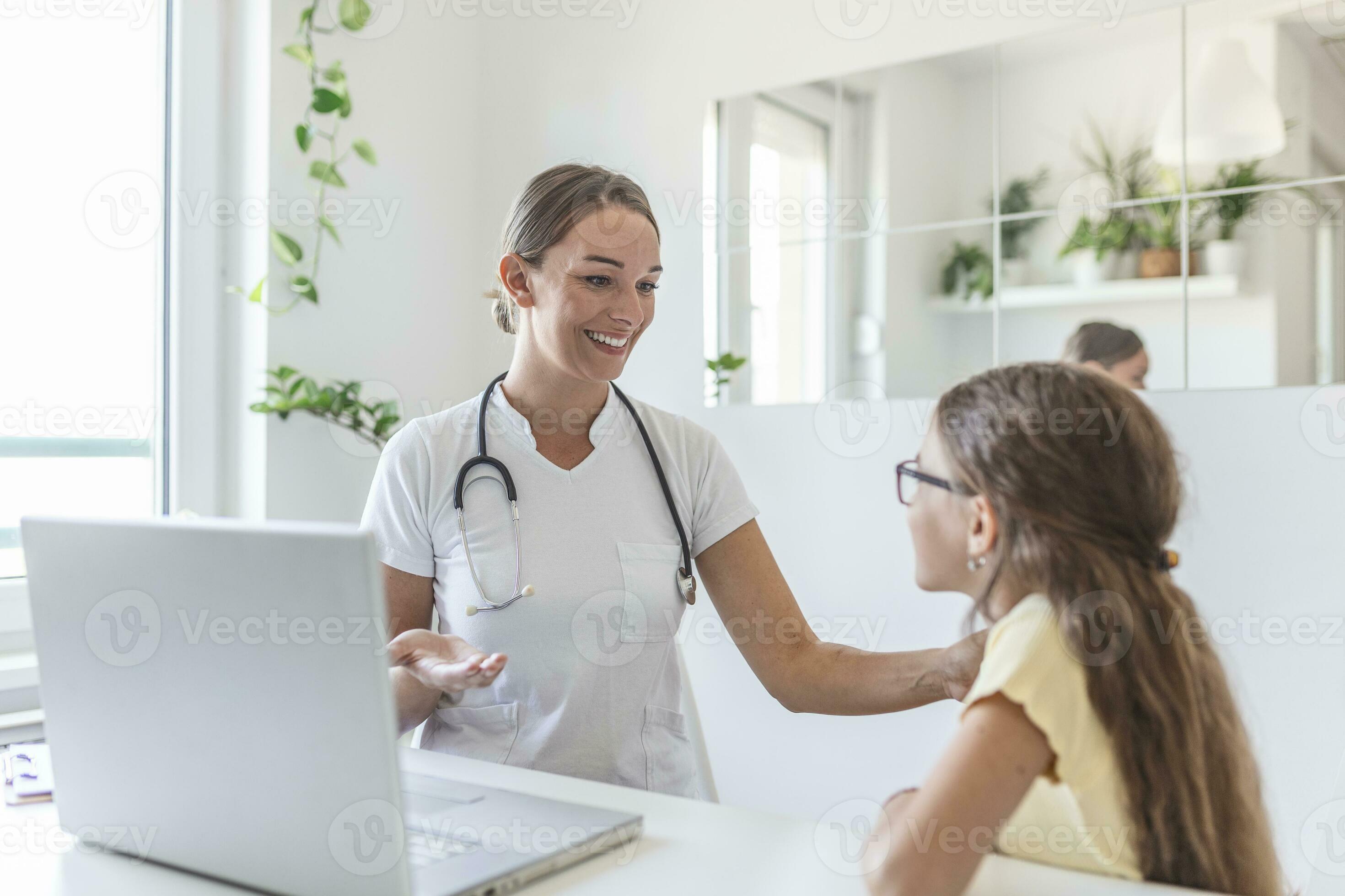 Shot of a doctor having a consultation with a little girl in her