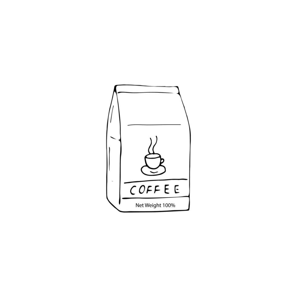 Hand-drawn pack of coffee. Isolated Beverage icon on white background vector