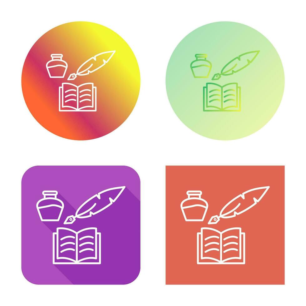 icono de vector de pluma y libro único