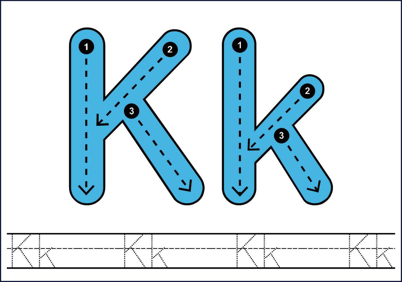 Letter tracing from a-z ,hand drawn tracing worksheets for kids pencontrol and handwriting practice vector