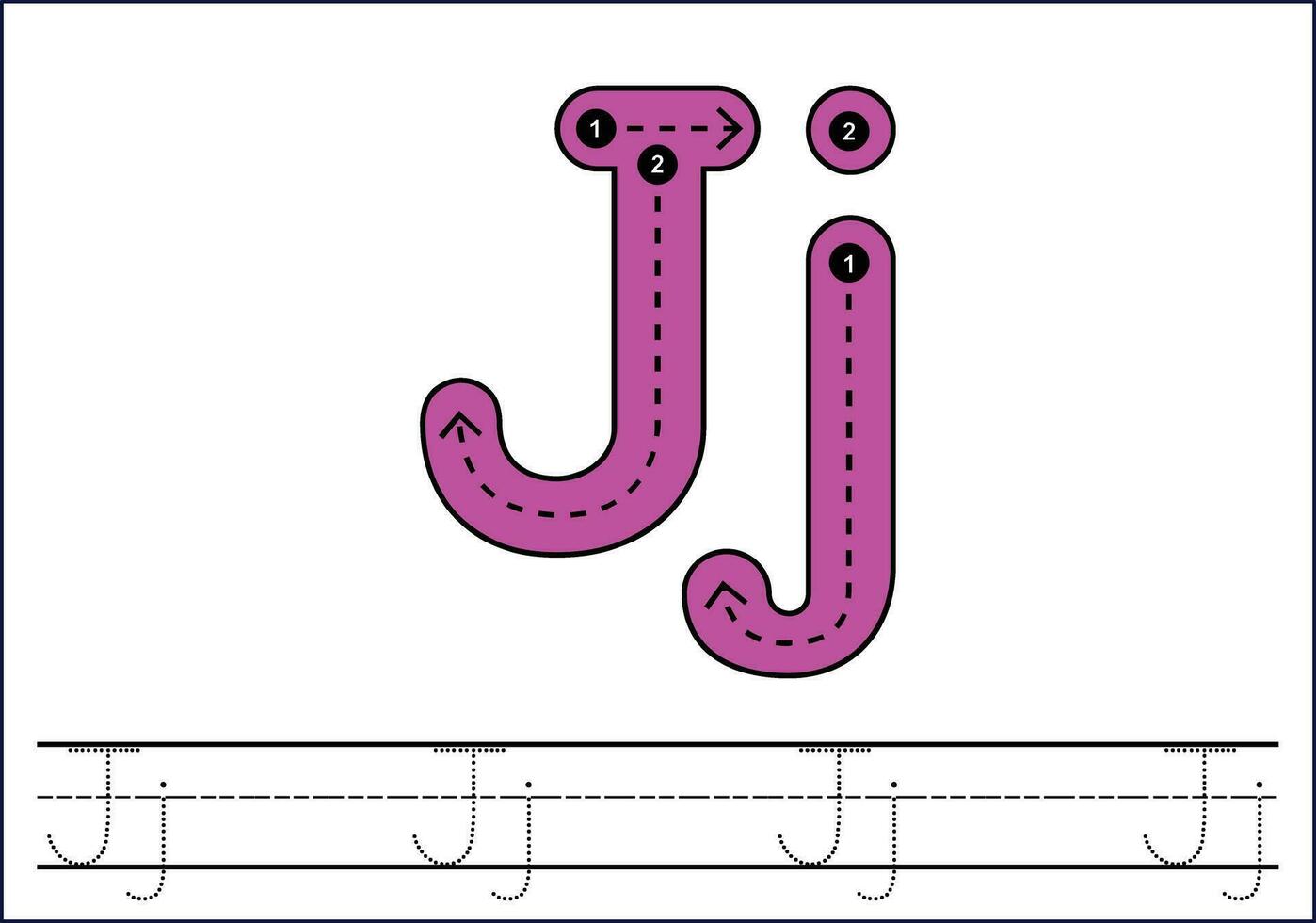 Letter tracing from a-z ,hand drawn tracing worksheets for kids pencontrol and handwriting practice vector