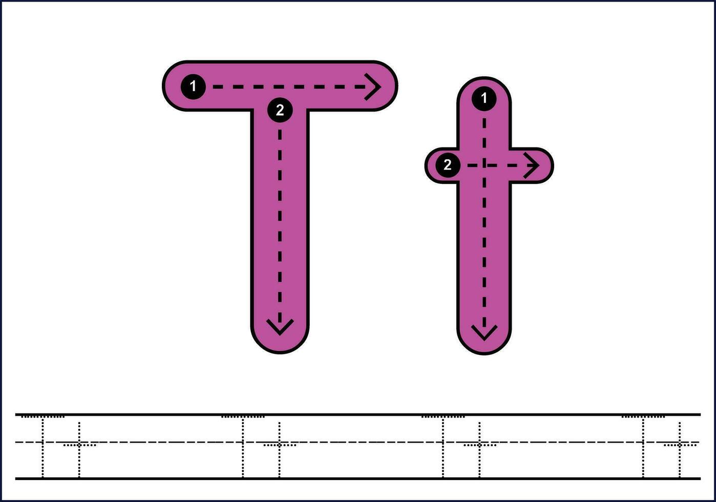 Letter tracing from a-z ,hand drawn tracing worksheets for kids pencontrol and handwriting practice vector