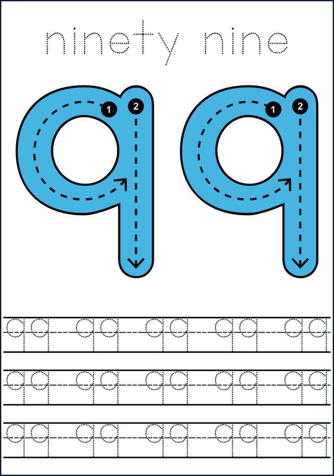 Vector numbers tracing worksheet for kids - tracing dashed lines and numbers