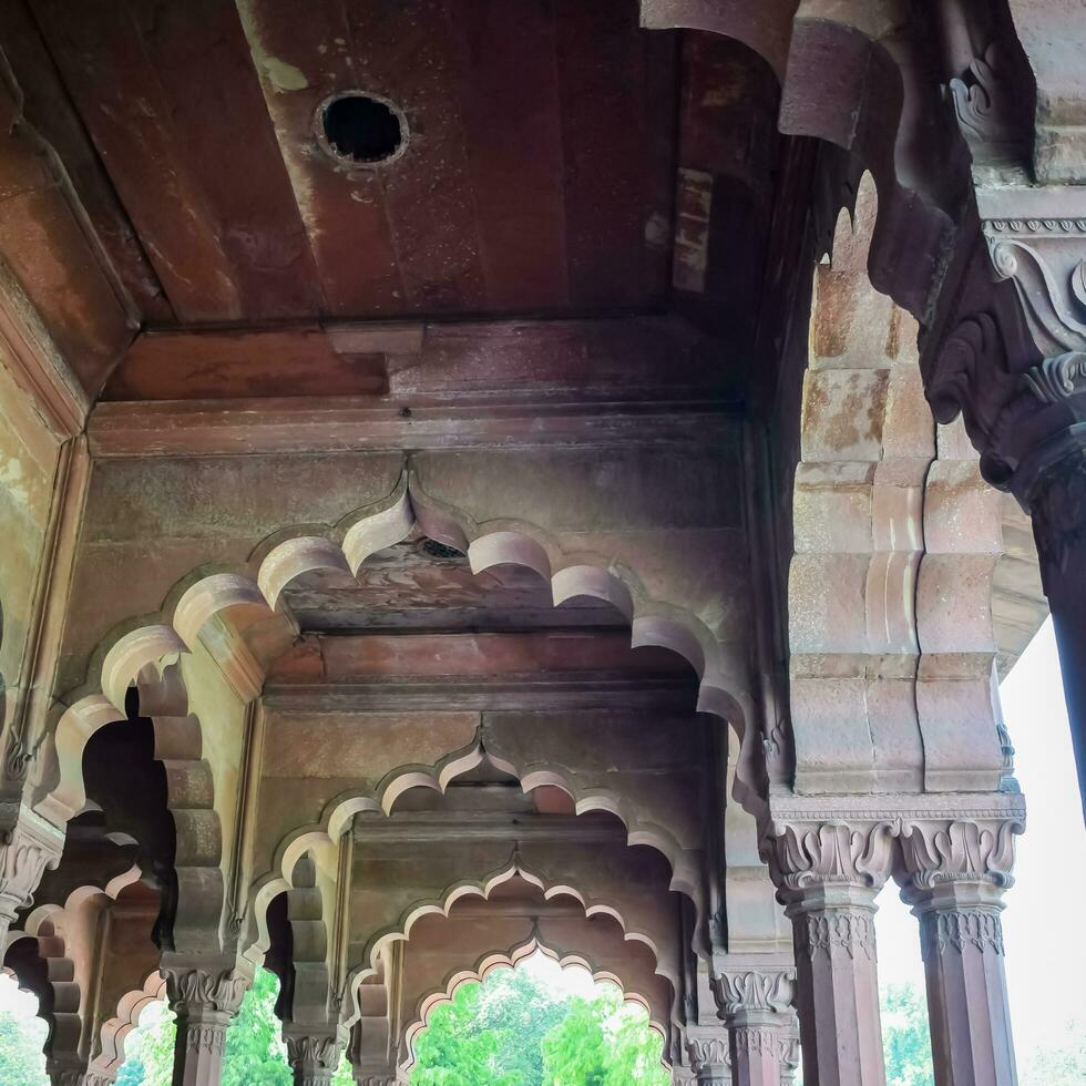 Architectural details of Lal Qila - Red Fort situated in Old Delhi, India, View inside Delhi Red Fort the famous Indian landmarks photo