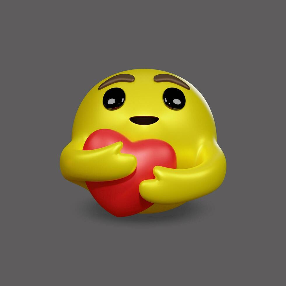 Emoji yellow face and emotion facial expression. 3d rendering photo