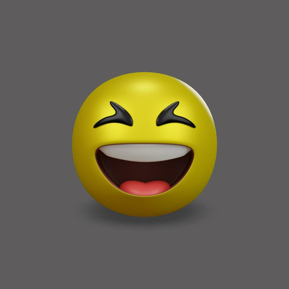 Emoji yellow face and emotion facial expression. 3d rendering photo