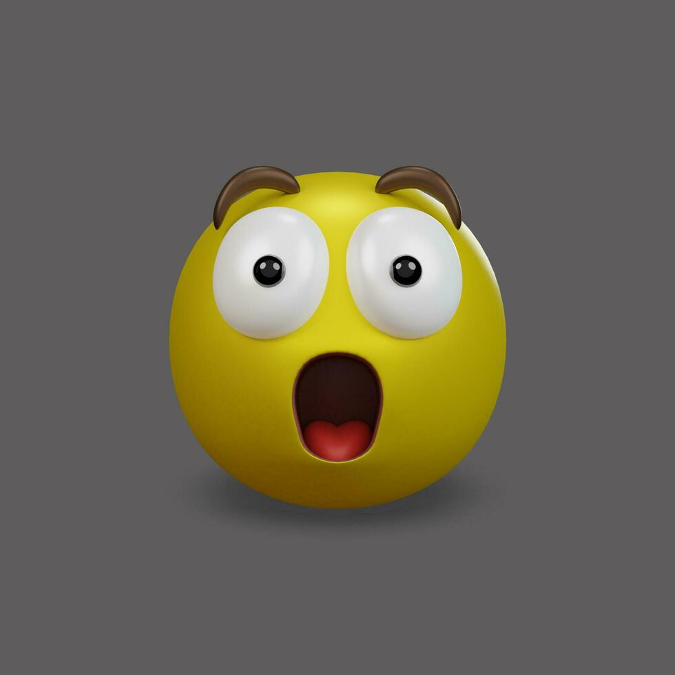 Emoji yellow face and emotion facial expression. 3d rendering photo