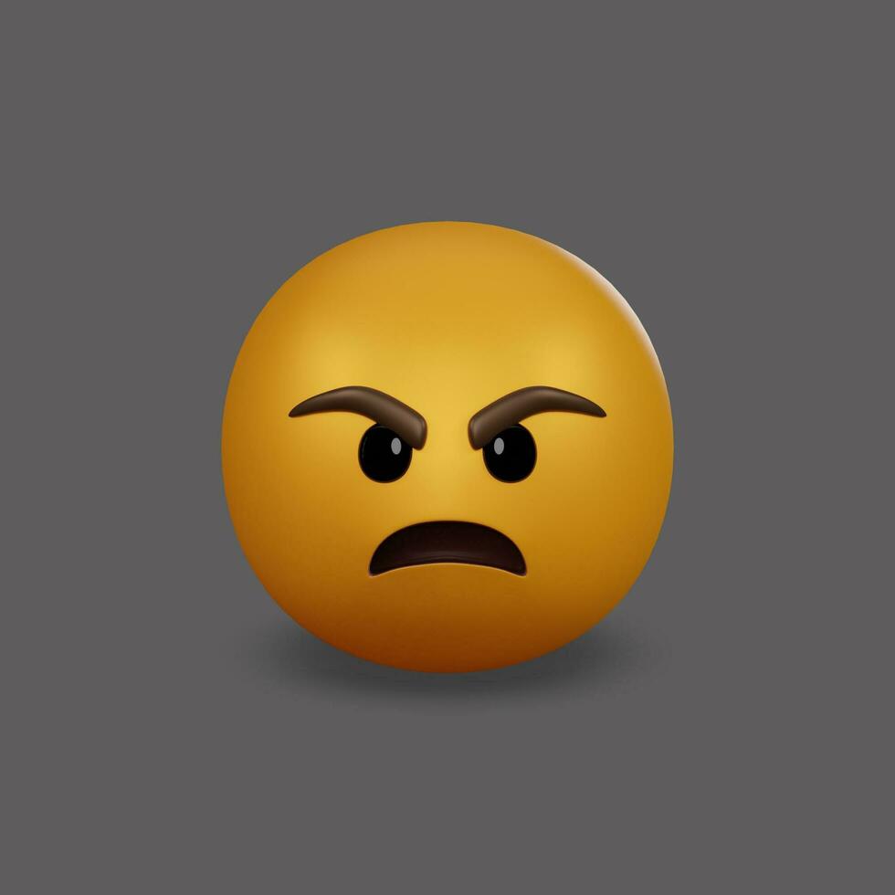 Emoji yellow face and emotion facial expression. 3d rendering photo