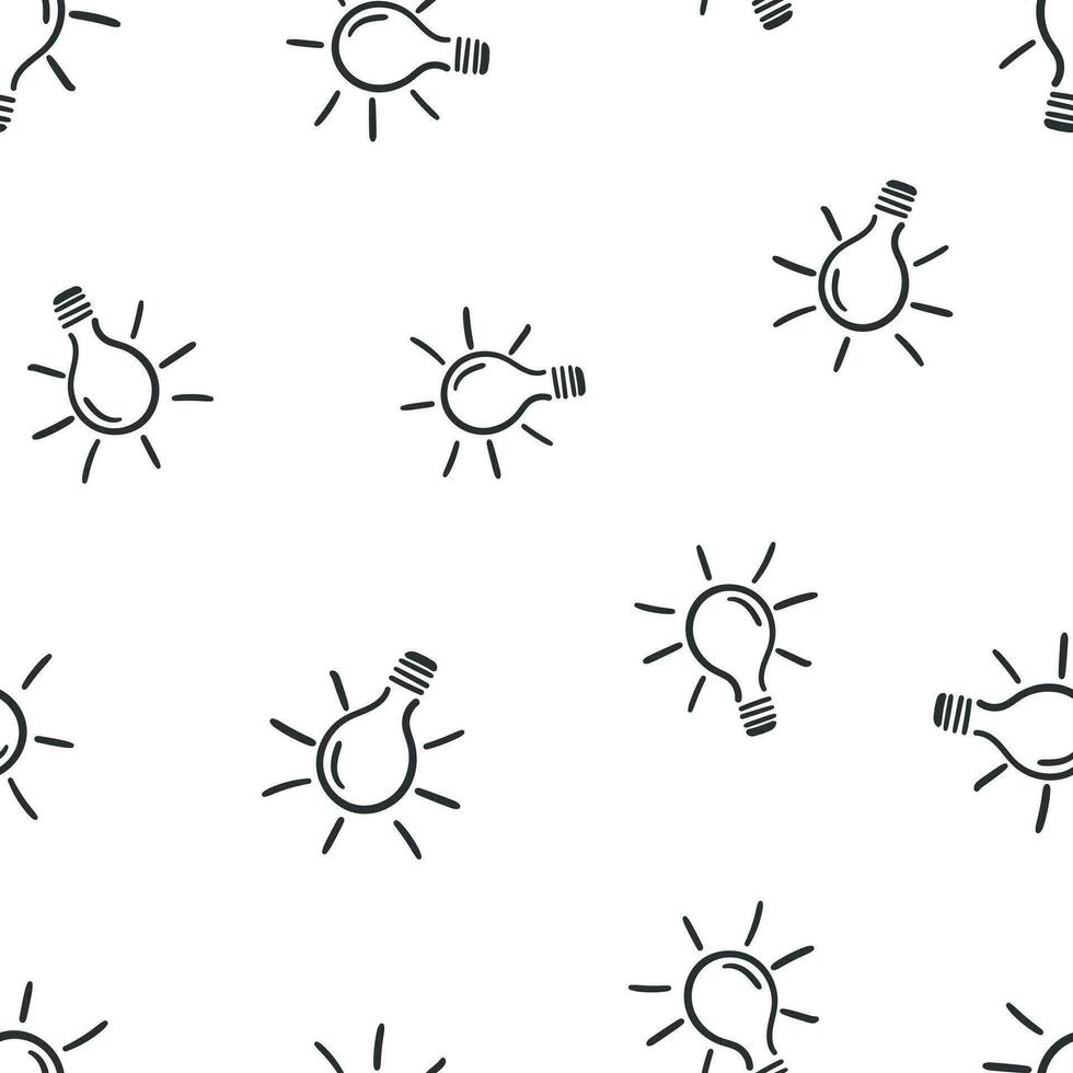 Hand drawn light bulb seamless pattern background. Business flat vector illustration. Idea lightbulb sign symbol pattern.