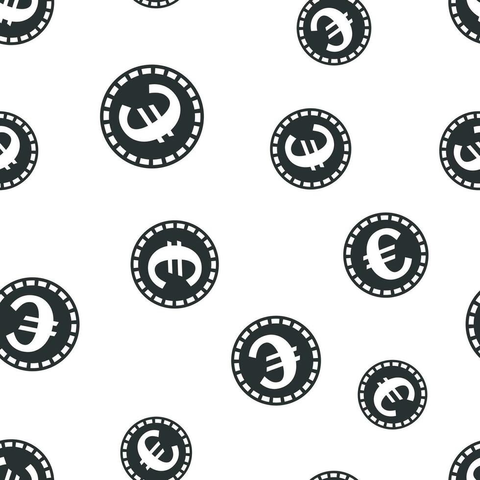 Euro coins money seamless pattern background icon. Business flat vector illustration. Coin sign symbol pattern.