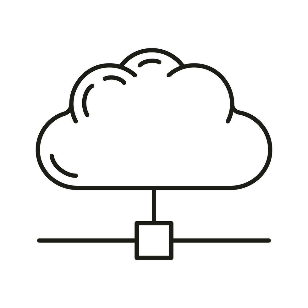 Data exchange cloud icon, protect remote info storage, database computer technology information outline flat vector illustration, isolated on white.