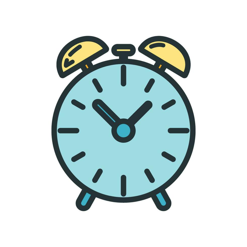 Alarm clock icon, educational institution process, back to school outline flat vector illustration, isolated on white. Concept supplies symbol.