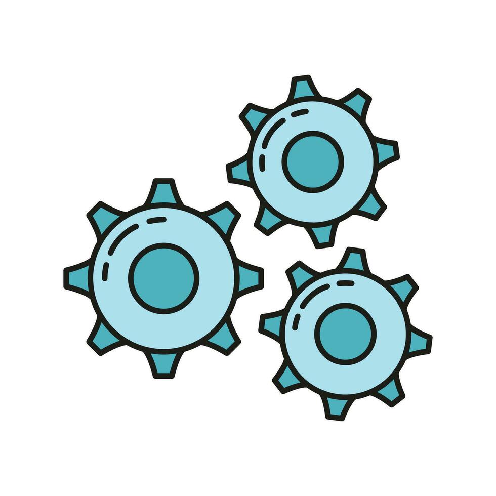 Setting gear online database computer technology icon, remote data storage, protect information outline flat vector illustration, isolated on white.
