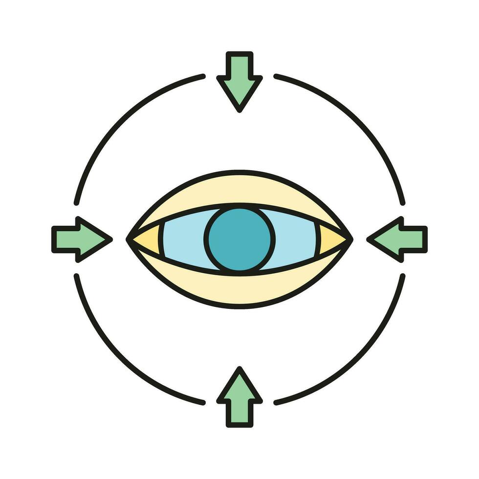 Concept eye online database computer technology icon, remote data storage, protect information outline flat vector illustration, isolated on white.