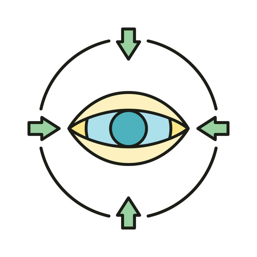 concepto ojo en línea base de datos computadora tecnología icono, remoto datos almacenamiento, proteger información contorno plano vector ilustración, aislado en blanco.