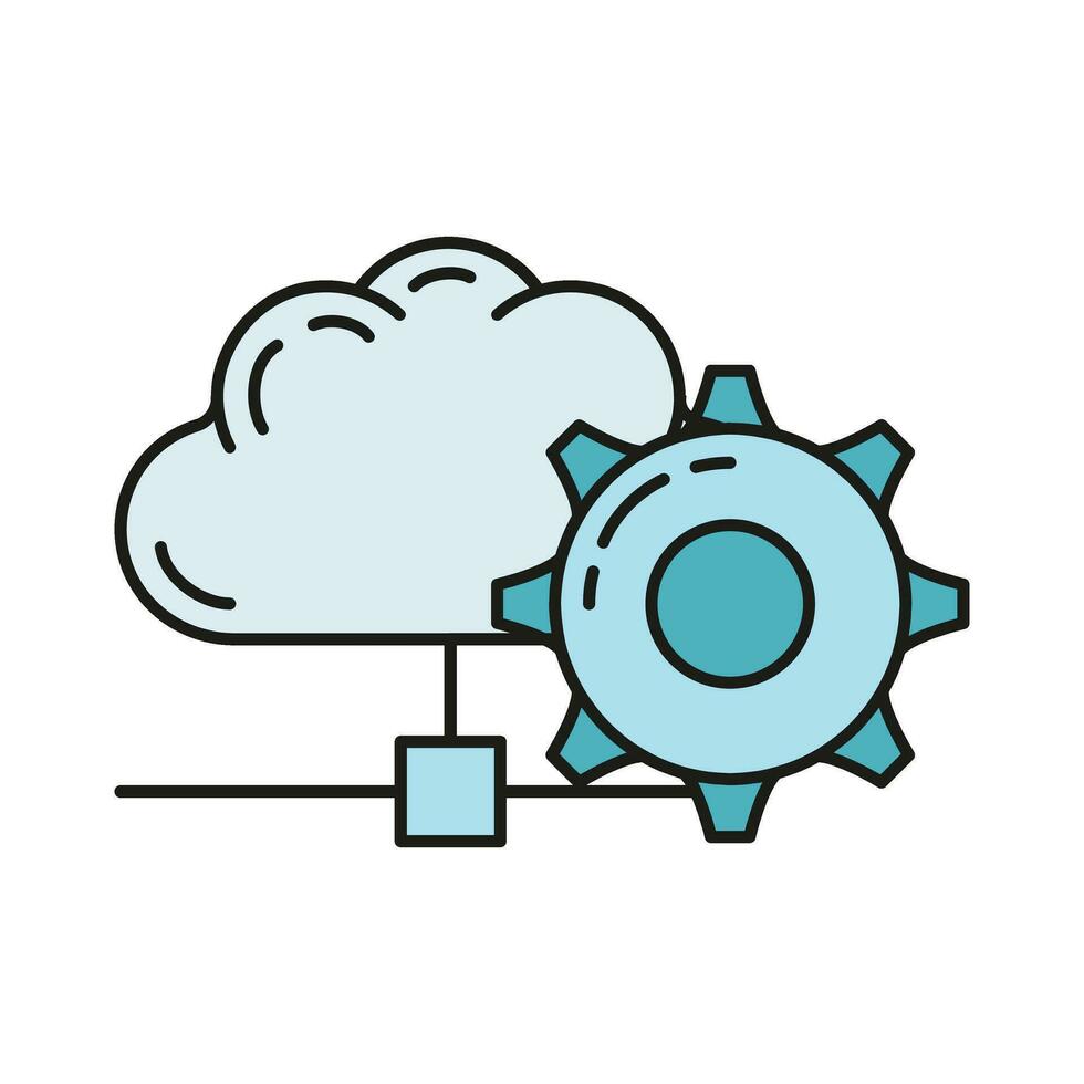 datos intercambiar nube icono, proteger remoto informacion almacenamiento, base de datos computadora tecnología información contorno plano vector ilustración, aislado en blanco.