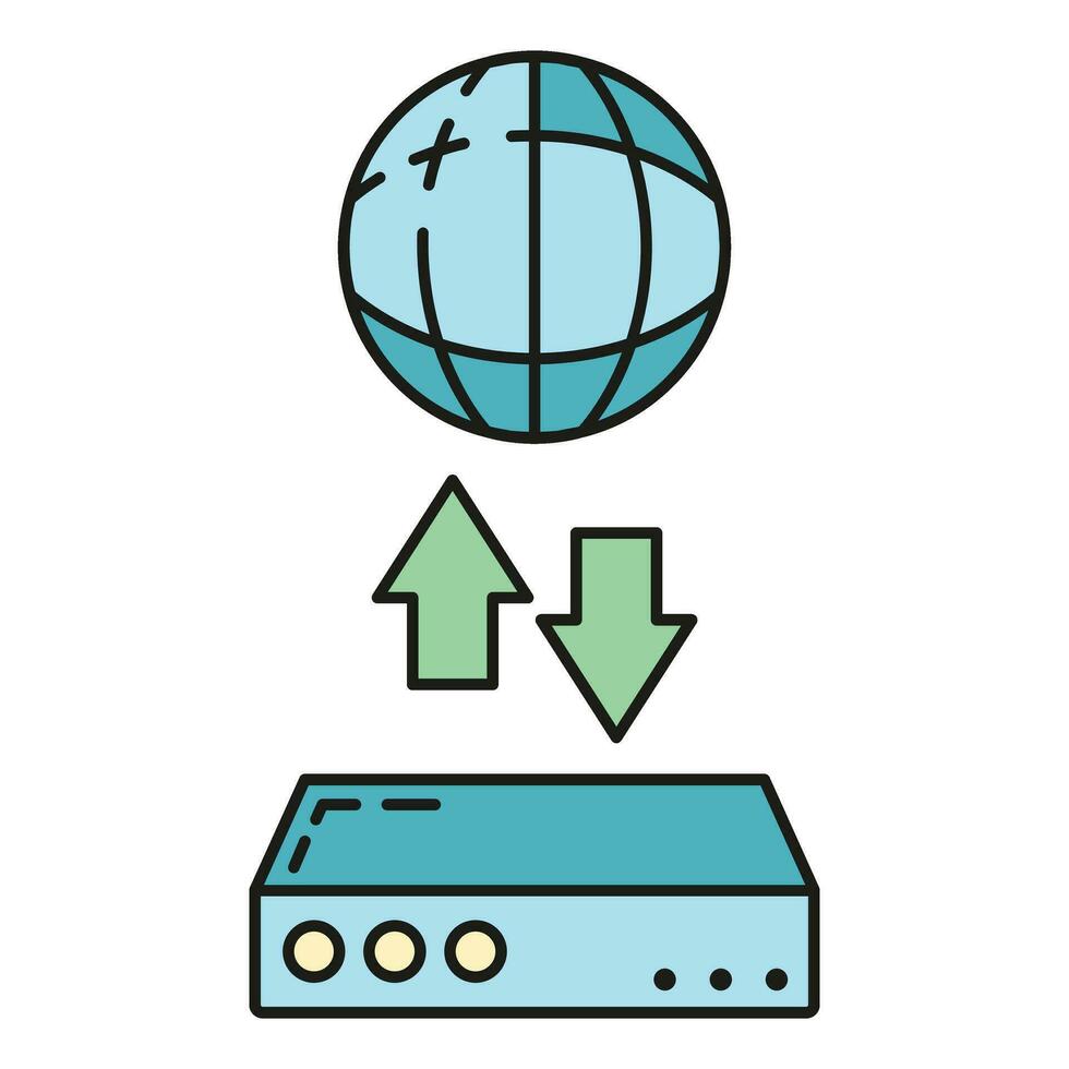 remoto computadora servidor datos intercambiar nube icono proteger base de datos almacenamiento, tecnología información contorno plano vector ilustración, aislado en blanco.