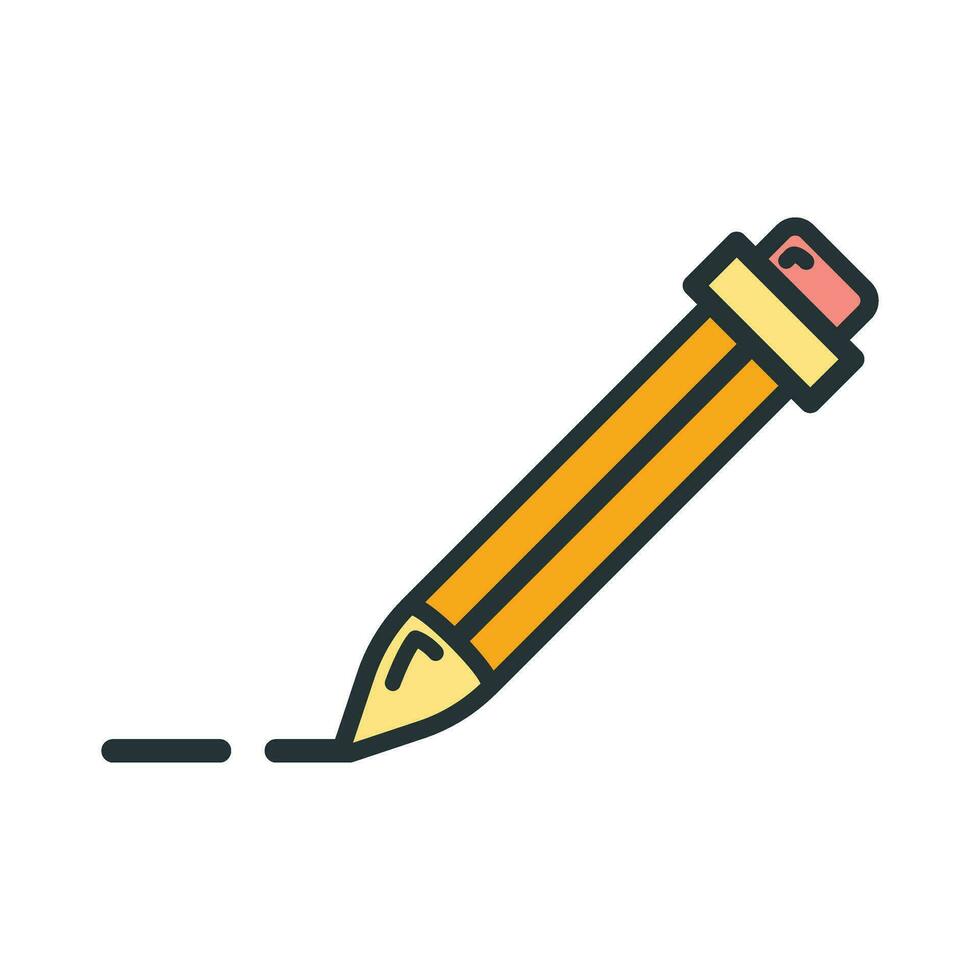 Pencil document icon, educational institution process, back to school outline flat vector illustration, isolated on white. Concept supplies symbol.