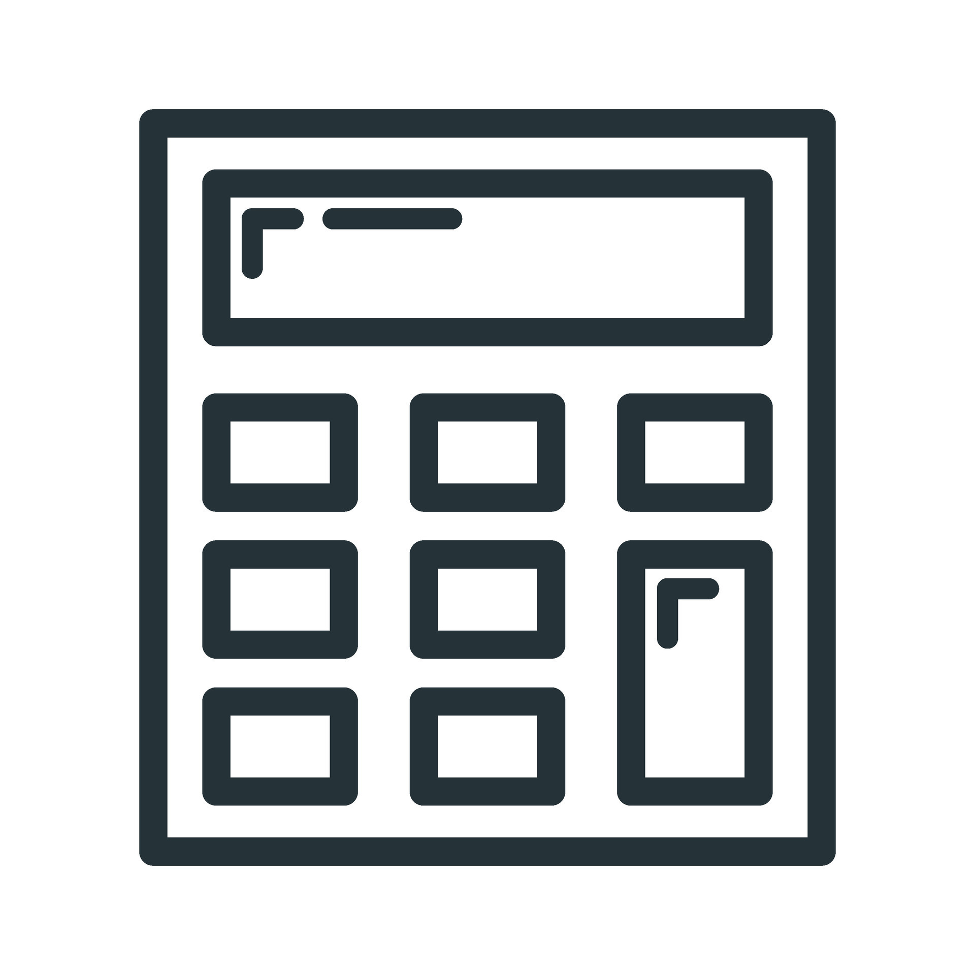 Calculator icon, educational institution process school, outline flat  vector illustration, isolated on white. Office supplies symbol. 25893686  Vector Art at Vecteezy