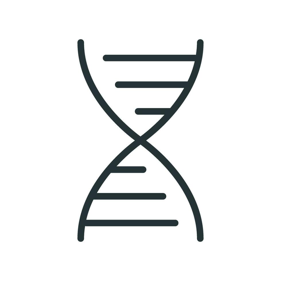 Deoxyribonucleic acid dnc icon, educational institution process school, outline flat vector illustration, isolated on white.