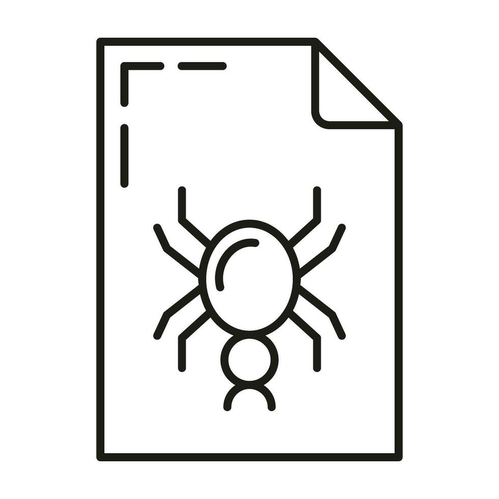 Virus attack online database computer technology icon, remote data storage, protect information outline flat vector illustration, isolated on white.