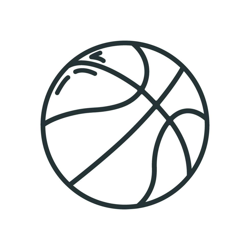 Basketball ball sport equipment icon, educational institution process, back to school outline flat vector illustration, isolated on white.