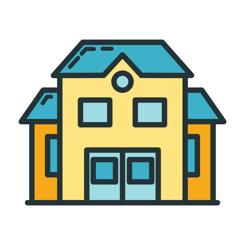 School building icon educational institution process, back to school outline flat vector illustration, isolated on white.
