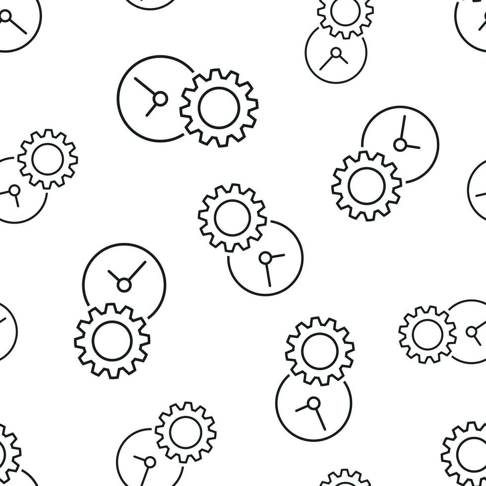Document with gear seamless pattern background. Business flat vector illustration. Project management sign symbol pattern.