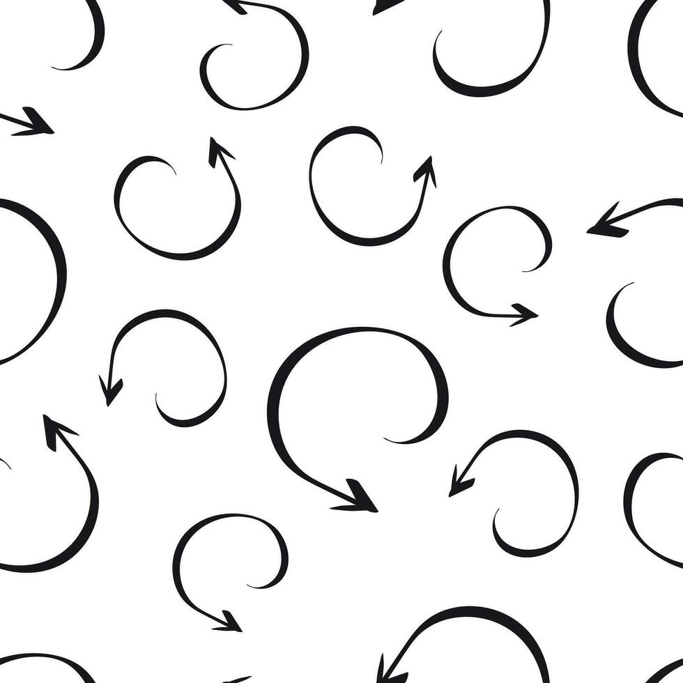 Hand drawn arrow icon seamless pattern background. Business flat vector illustration. Arrow sign symbol pattern.