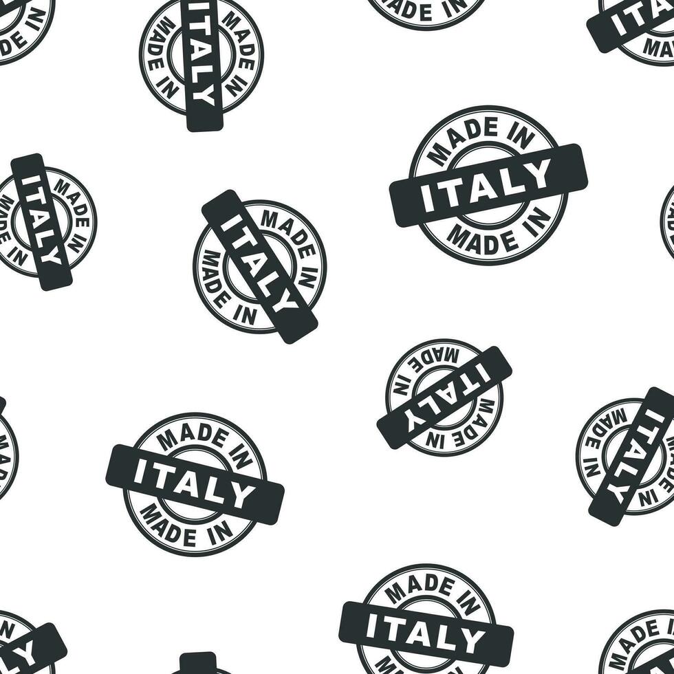 Made in Italy stamp seamless pattern background. Business flat vector illustration. Manufactured in Italy symbol pattern.