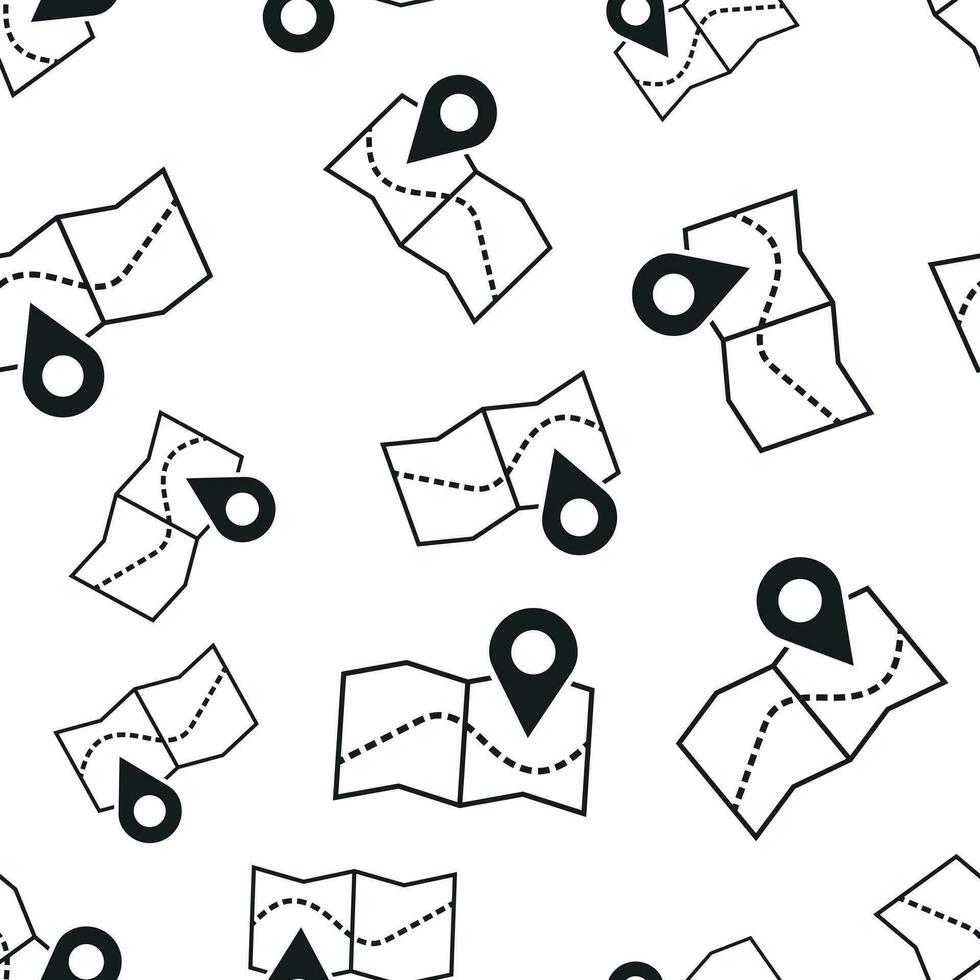 Pin on the map seamless pattern background. Business flat vector illustration. Map gps sign symbol pattern.