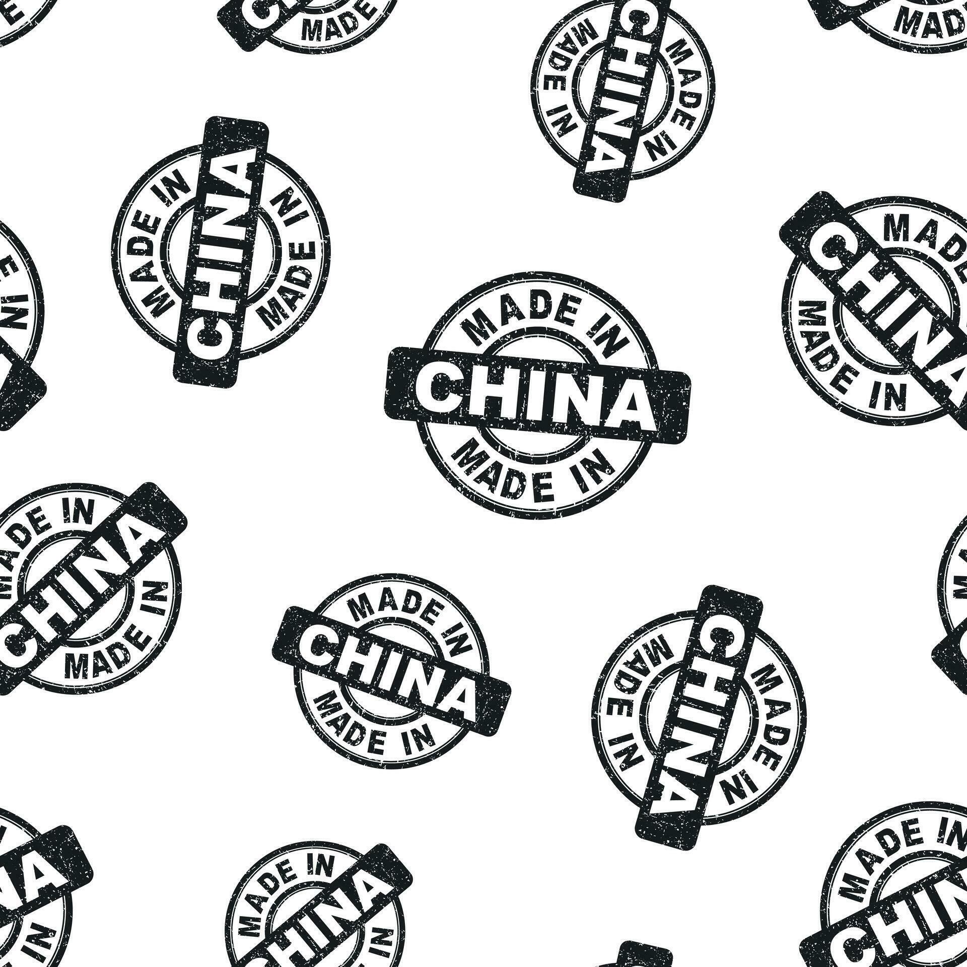 Made in China stamp seamless pattern background. Business flat vector